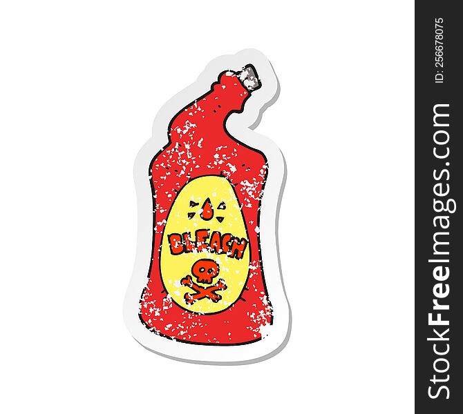 Retro Distressed Sticker Of A Cartoon Bleach Bottle