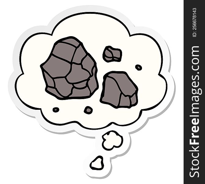 Cartoon Rocks And Thought Bubble As A Printed Sticker