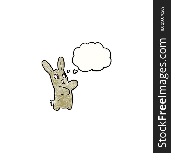 cartoon blind rabbit with thought bubble