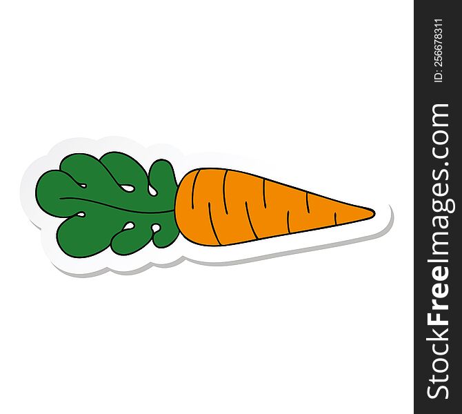 Sticker Of A Quirky Hand Drawn Cartoon Carrot