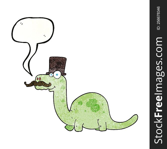 freehand speech bubble textured cartoon posh dinosaur