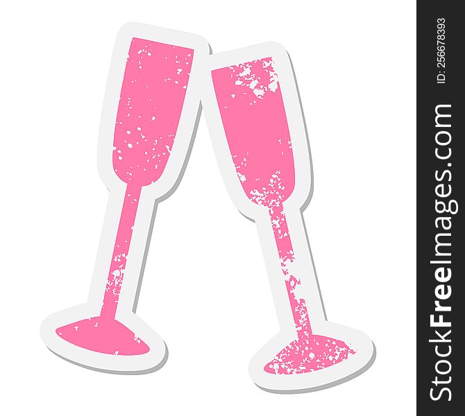 champagne glasses toasting grunge sticker