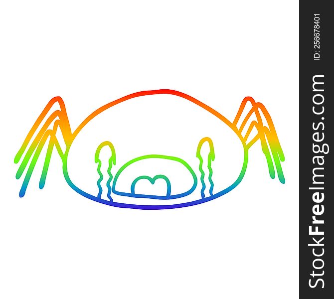 Rainbow Gradient Line Drawing Halloween Spider Crying