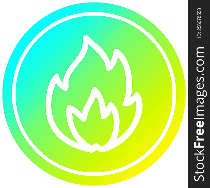 simple flame circular icon with cool gradient finish. simple flame circular icon with cool gradient finish