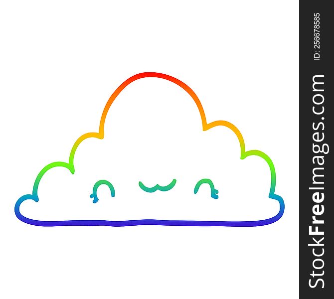 Rainbow Gradient Line Drawing Cute Cartoon Cloud