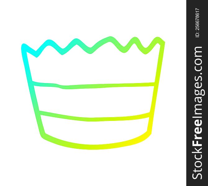 cold gradient line drawing of a cartoon muffin pot