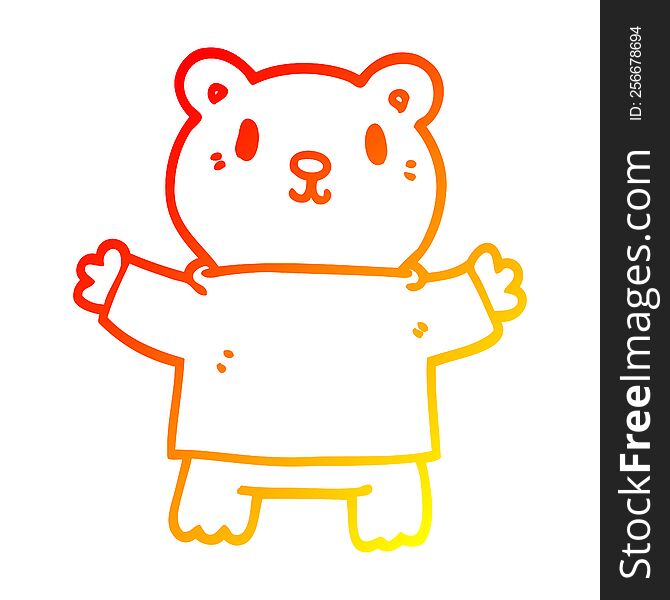 Warm Gradient Line Drawing Cartoon Teddy Bear