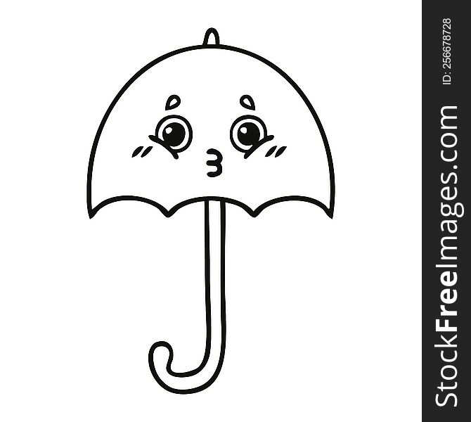 line drawing cartoon of a umbrella