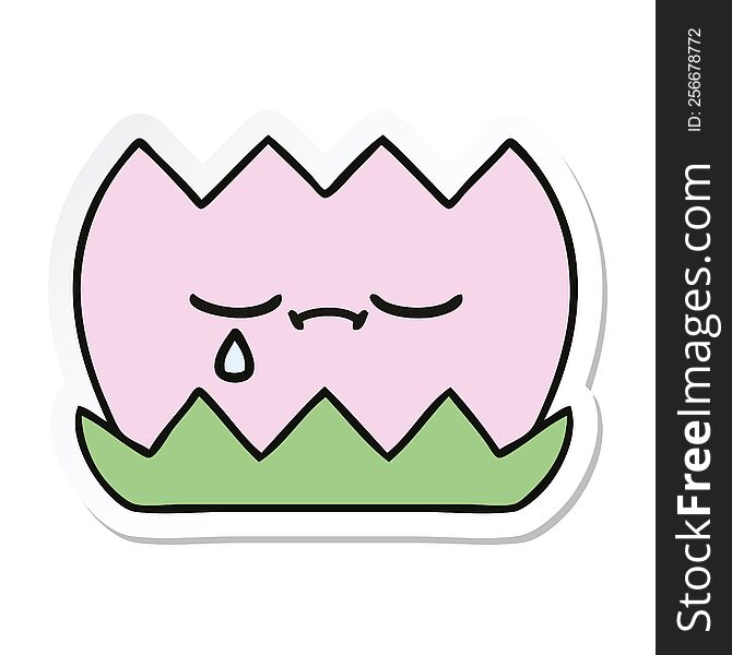 sticker of a cute cartoon water lilly