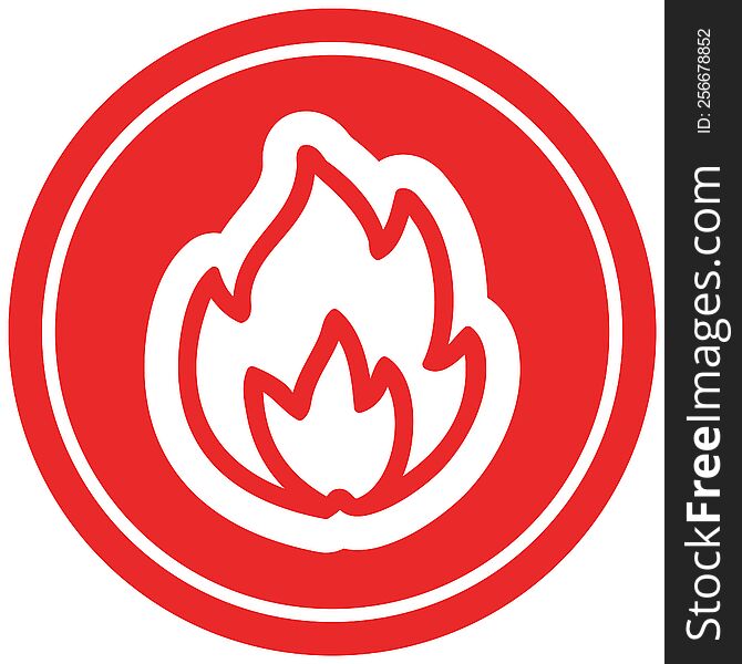 simple flame circular icon symbol