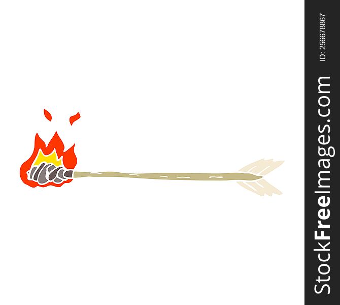 Flat Color Illustration Of A Cartoon Flaming Arrow