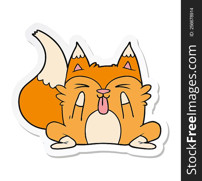 Sticker Of A Funny Cartoon Fox