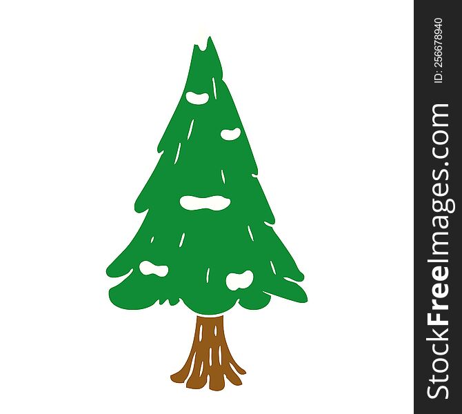 Cartoon Doodle Single Snow Covered Tree