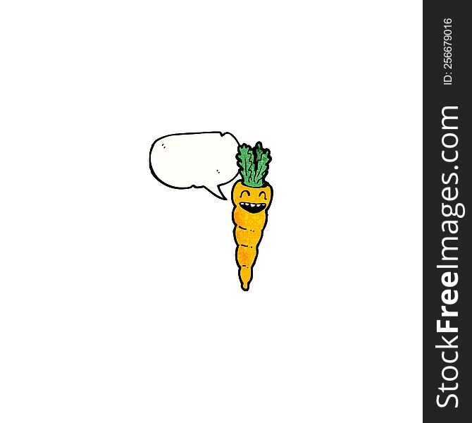 happy cartoon carrot with speech bubble