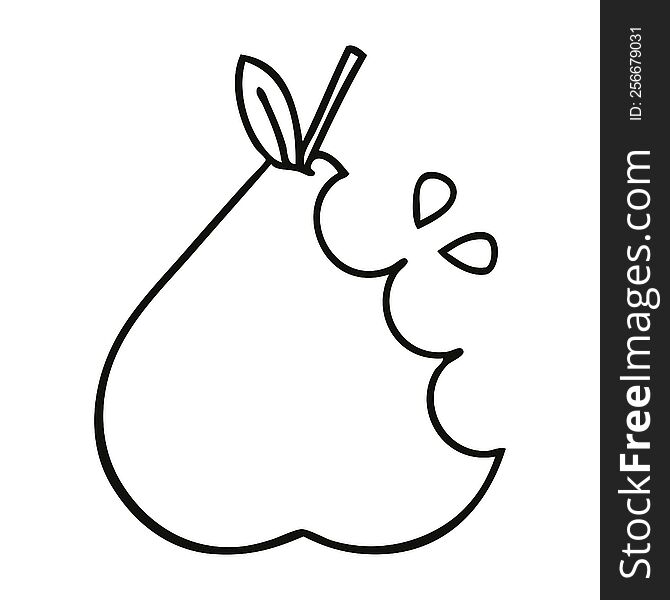 line drawing cartoon of a pear. line drawing cartoon of a pear