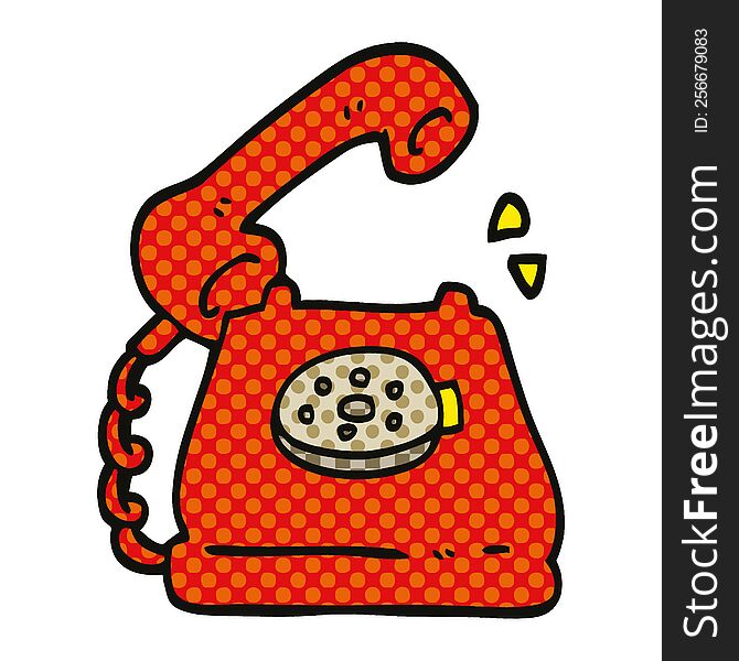 Comic Book Style Cartoon Telephone Ringing