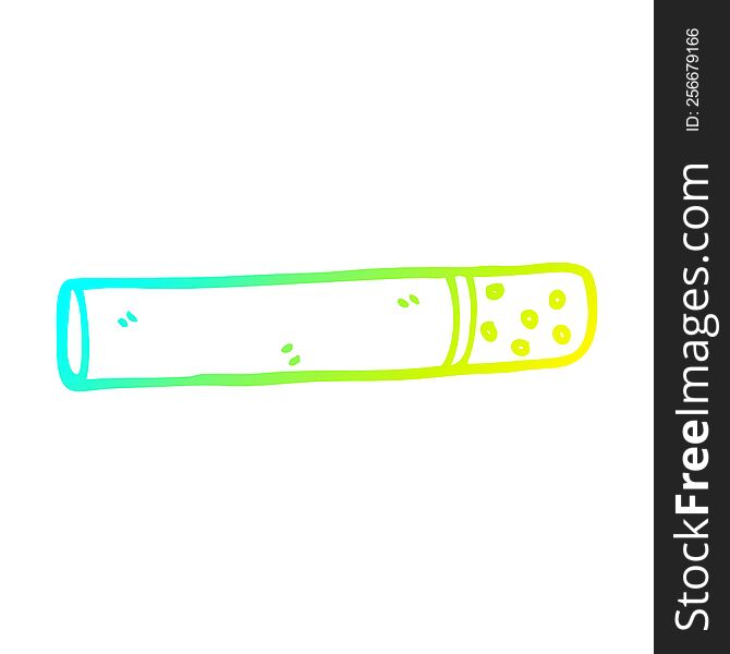 cold gradient line drawing of a cartoon cigarette