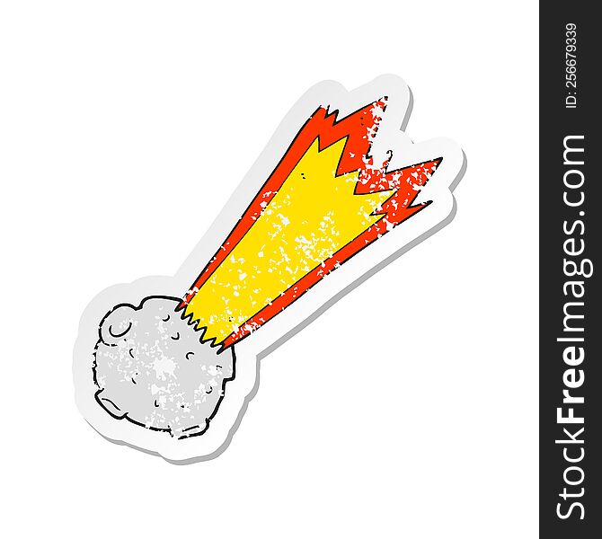 Retro Distressed Sticker Of A Cartoon Meteor