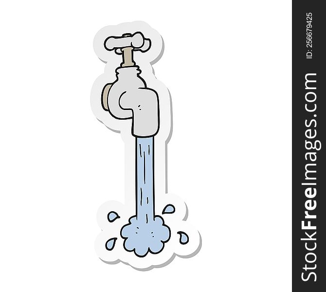 sticker of a cartoon running faucet