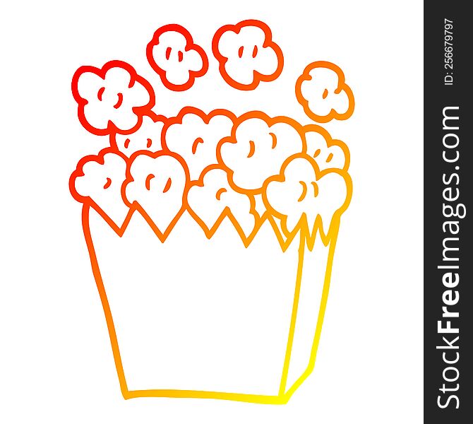 Warm Gradient Line Drawing Cartoon Popcorn