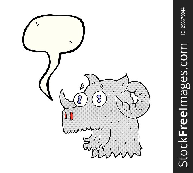 Comic Book Speech Bubble Cartoon Ram Head