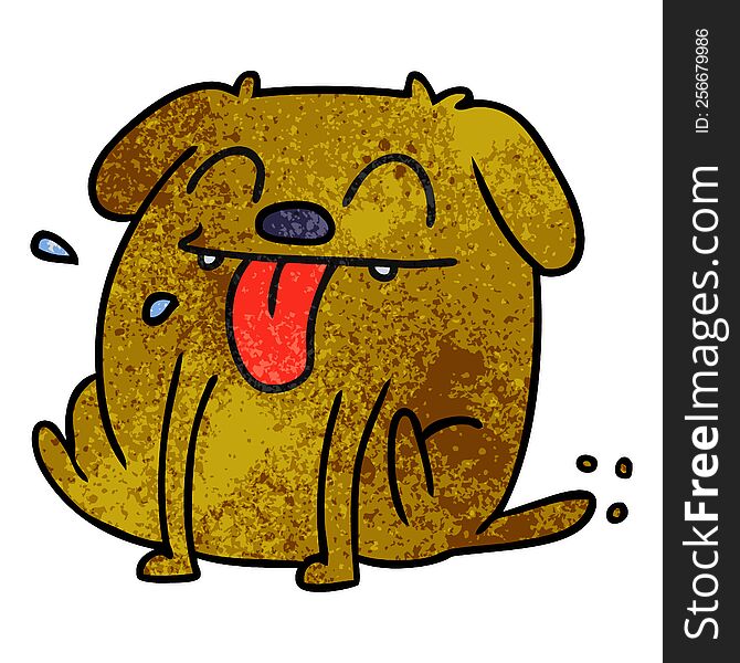 Textured Cartoon Of Cute Kawaii Dog