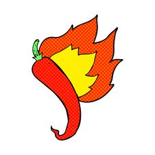 Comic Book Style Cartoon Flaming Hot Chilli Pepper Stock Image