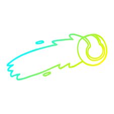 Cold Gradient Line Drawing Cartoon Flying Tennis Ball Royalty Free Stock Photo
