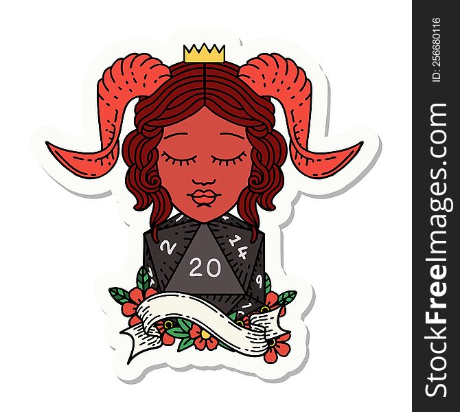 Tiefling With Natural Twenty Dice Roll Sticker
