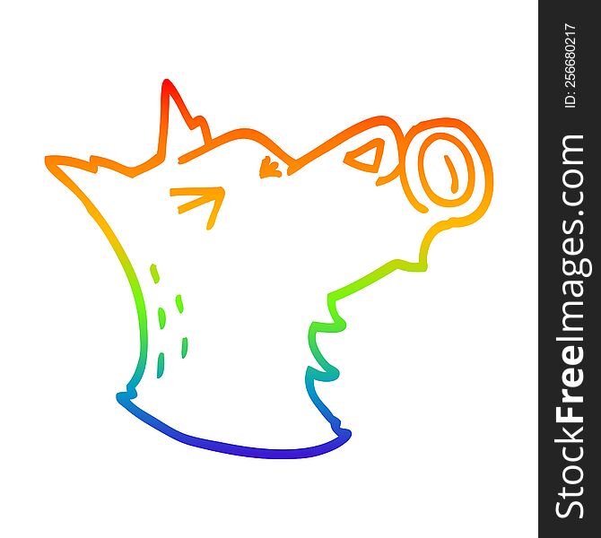 rainbow gradient line drawing cartoon howling wolf