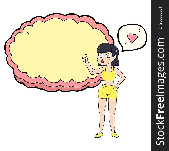 speech bubble cartoon gym woman