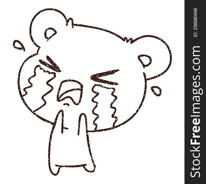 Crying Bear Charcoal Drawing