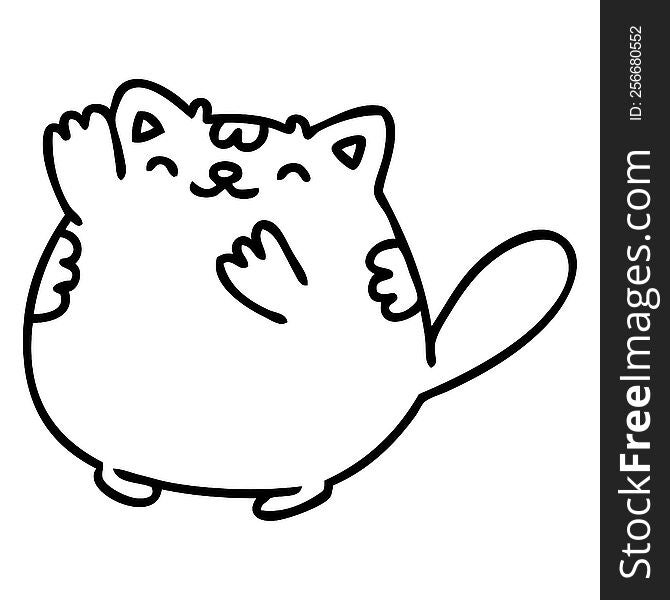Cute Cartoon Cat Waving