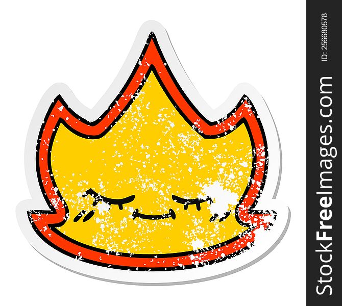 distressed sticker of a cute cartoon fire flame