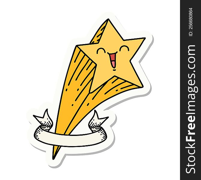 sticker of a tattoo style shooting star