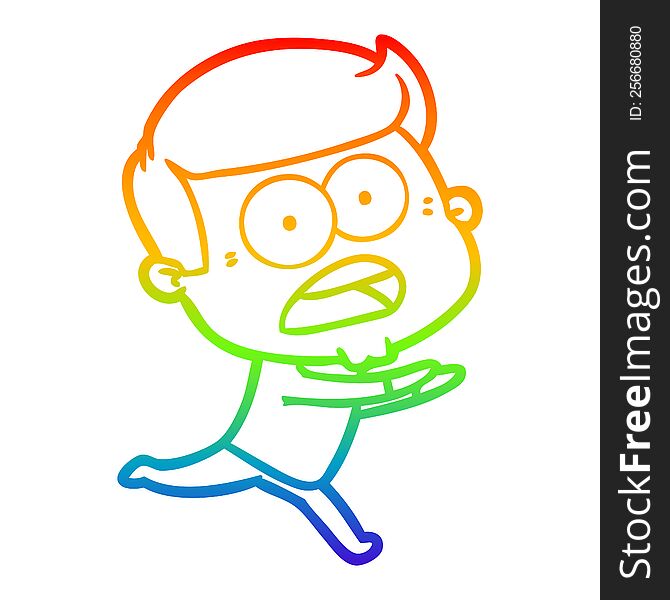 Rainbow Gradient Line Drawing Cartoon Shocked Man