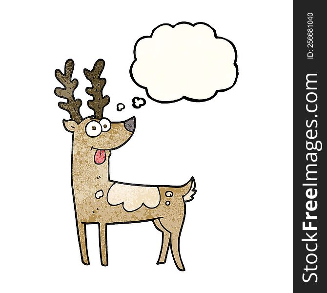 freehand drawn thought bubble textured cartoon reindeer