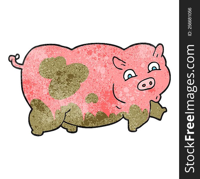 freehand textured cartoon pig