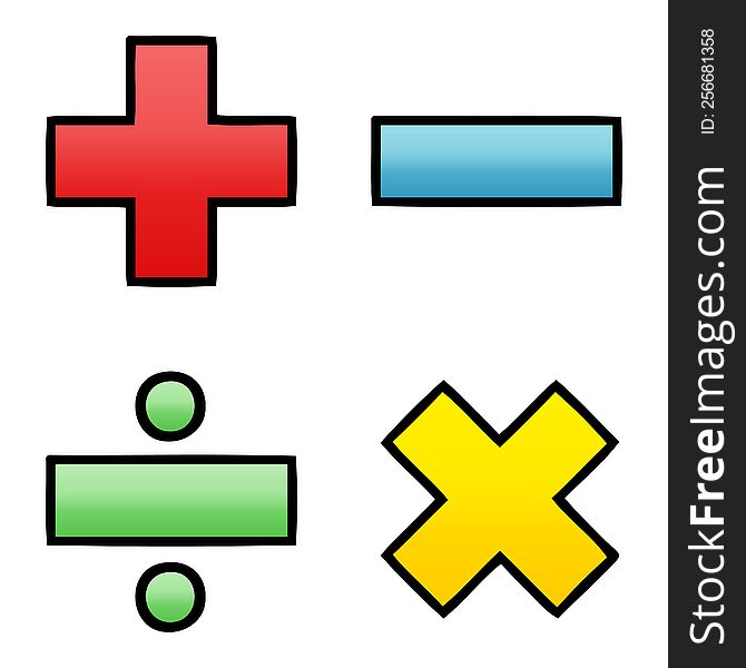 gradient shaded cartoon of a math symbols
