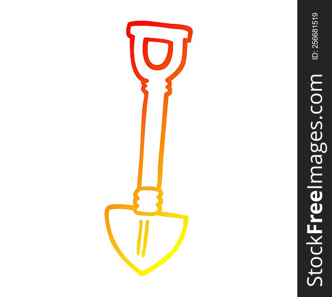 Warm Gradient Line Drawing Cartoon Shovel