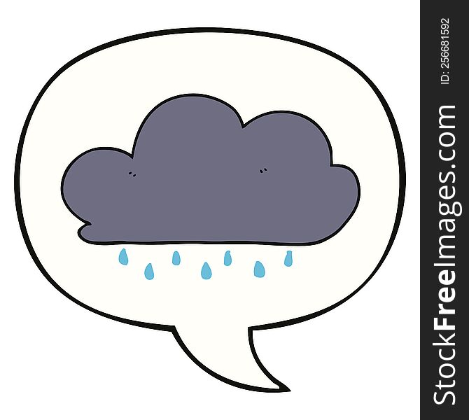 cartoon rain cloud with speech bubble. cartoon rain cloud with speech bubble