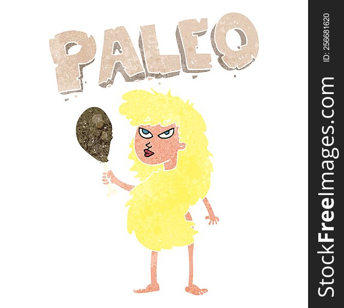 retro cartoon woman on paleo diet