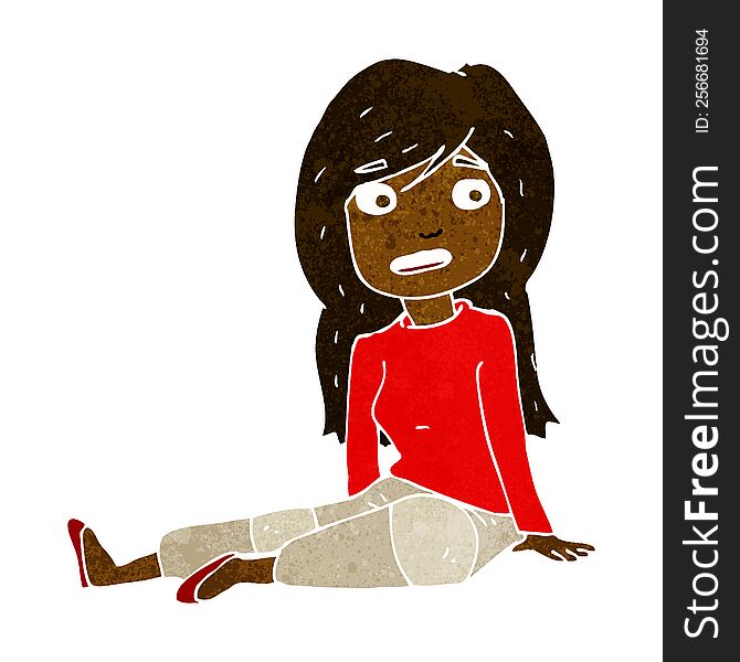 cartoon girl sitting on floor