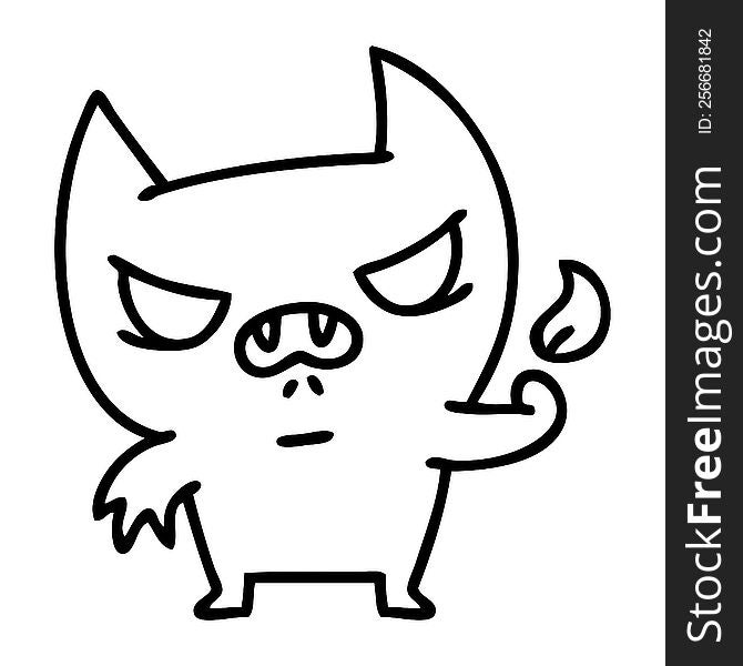 line doodle of an angry little devil