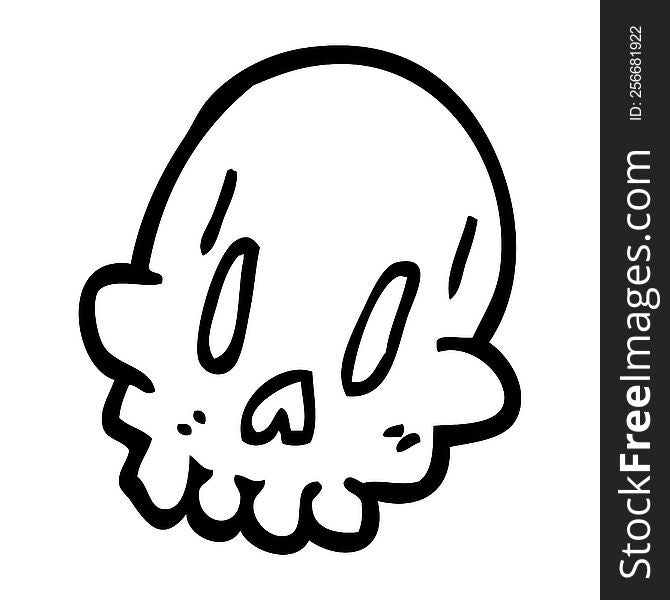Line Drawing Cartoon Spooky Weird Skull