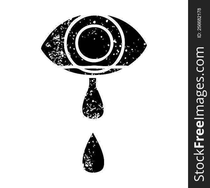 distressed symbol of a crying eye. distressed symbol of a crying eye