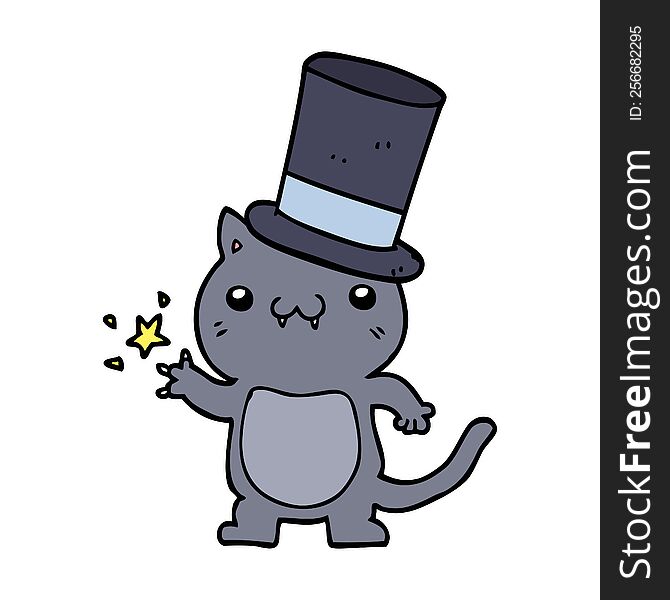 Cartoon Cat Wearing Top Hat