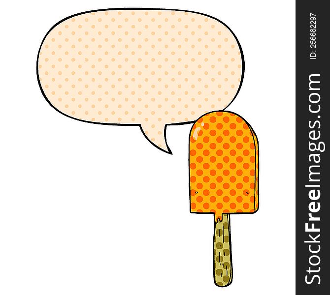 Cartoon Lollipop And Speech Bubble In Comic Book Style