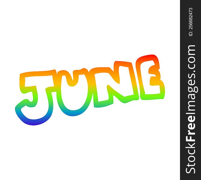 Rainbow Gradient Line Drawing Cartoon Month Of June