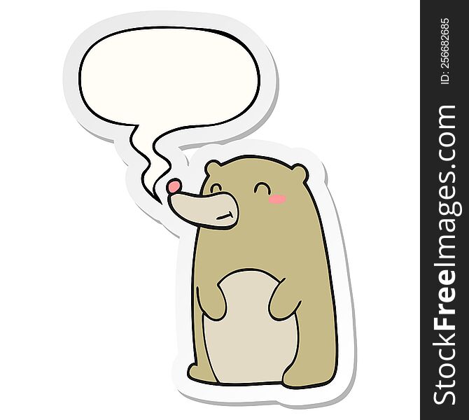 Cute Cartoon Bear And Speech Bubble Sticker